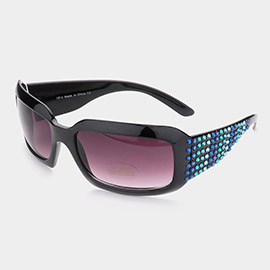 Crystal Embellished Square Frame Sunglasses