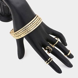 5PCS - Metal Multi-Layered Bangle Bracelet With Rings