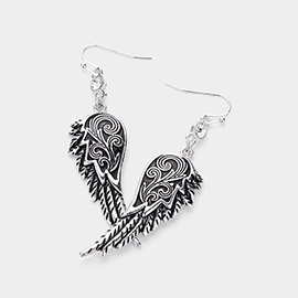 Crystal Accented Metal Angel Wing Drop Earrings