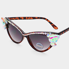 Crystal embellished cat eye sunglasses