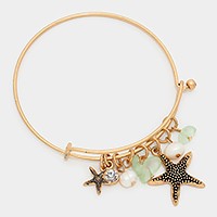 Starfish & natural stone charm hook bracelet