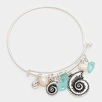 Shell & natural stone charm hook bracelet