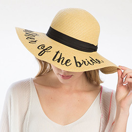 'Mother of the Bride' Embroidery Straw Floppy Sun Hat