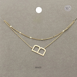 -B- Monogram Brass Metal Necklace