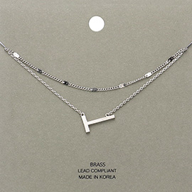 -T- Monogram Brass Metal Necklace