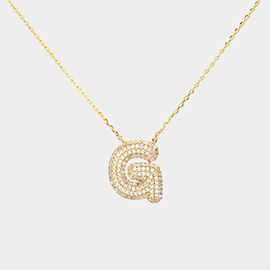 -G- Gold Dipped CZ Monogram Pendant Necklace