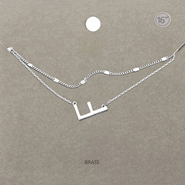 -F- Monogram Brass Metal Necklace