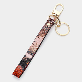 Snake Skin Faux Leather Keychain