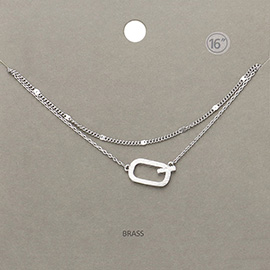 -Q- Monogram Brass Metal Necklace