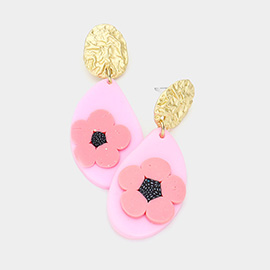 Flower Accented Polymer Clay Dangle Earrings