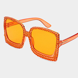 Studded Cat Eye Square Sunglasses