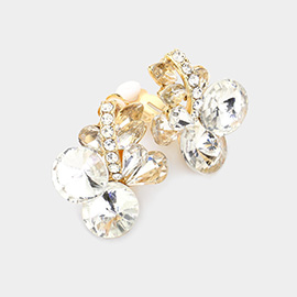 Multi Stone Cluster Clip On Evening Earrings