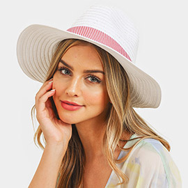 Striped Band Fold Straw Sun Hat