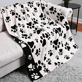 Paw Patterned Reversible Throw Blanket