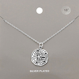 Silver Plated Metal Sand Dollar Pendant Necklace