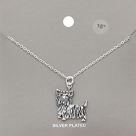 Silver Plated Metal Dog Pendant Necklace