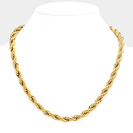 18K Gold Dipped Stainless Steel 20 Inch 8mm Rope Chain Necklace