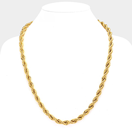 18K Gold Dipped Stainless Steel 24 Inch 8mm Rope Chain Necklace