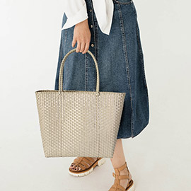 Basket Weave Tote Bag / Shoulder Bag