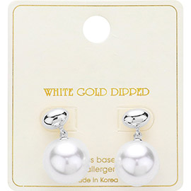 White Gold Dipped Mini Bean Pearl Drop Earrings