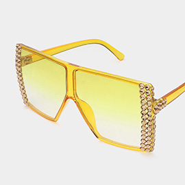 Bling Studded Square Visor Sunglasses
