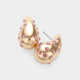 Stone Embellished Teardrop Earrings