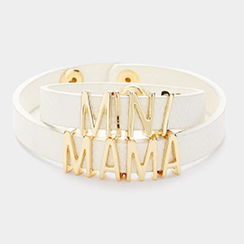 2PCS - MINI MAMA Message Faux Leather Button Snap Bracelets Set