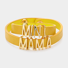 2PCS - MINI MAMA Message Faux Leather Button Snap Bracelets Set