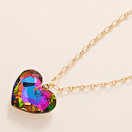 Crystal Heart Stone Pendant Necklace