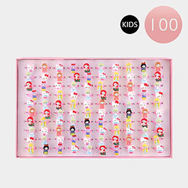 100PCS - Kids Animal Princess Character Rings
