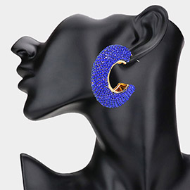 Rhinestone Studded Evening Hoop Earrings