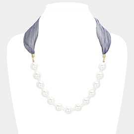 Ribbon Pearl Necklace
