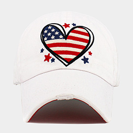 American USA Flag Heart Patch Vintage Baseball Cap