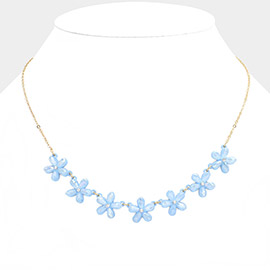 Stone Pointed Flower Station Necklace