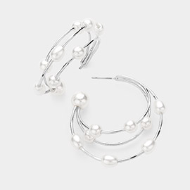 Pearl Split Hoop Earrings