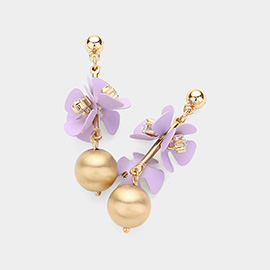 Rhinestone Flower Pearl Drop Earrings