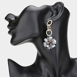 Rhinestone Embellished Metal Link Teardrop Bead Cluster Ball Dangle Earrings