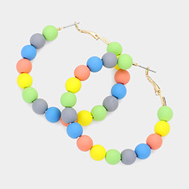 Colored Ball Cluster Hoop Earrings
