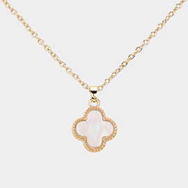 Mother Of Pearl Quatrefoil Pendant Necklace