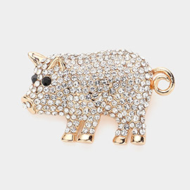 Stone Paved Pig Pin Brooch