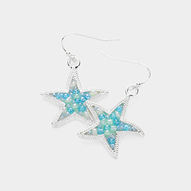 Seed Beaded Starfish Dangle Earrings