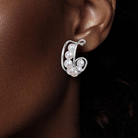 Pearl Pointed Hoop Earrings