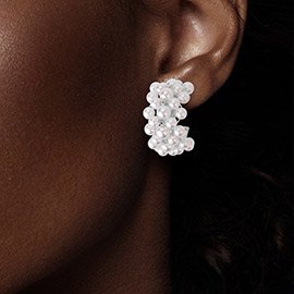 Pearl Embellished Hoop Earrings