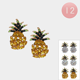12Pairs - Marquise Stone Cluster Embellished Pineapple Earrings